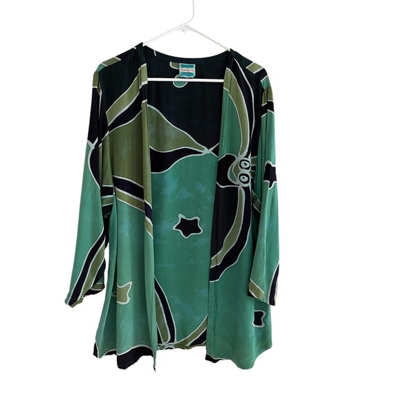 Tropical Batik Sweaters - Tropical Batik Hawaii Kimono Cardigan Green Medium (8)